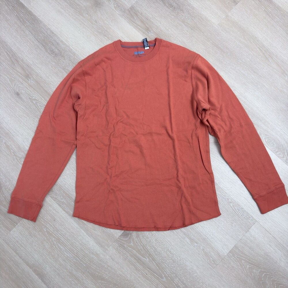 Vtg GAP Fall 2000 Waffle Knit Thermal Shirt Burnt Orange Men's L Gorpcore Y2K 00
